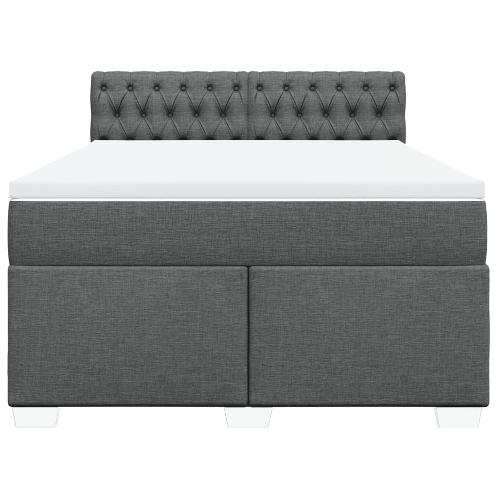 Κρεβάτι Boxspring με Στρώμα Σκούρο Γκρι 140x200 εκ Υφασμάτινο