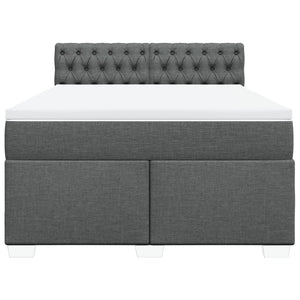 Κρεβάτι Boxspring με Στρώμα Σκούρο Γκρι 140x200 εκ Υφασμάτινο