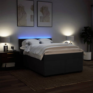 Κρεβάτι Boxspring με Στρώμα Μαύρο 140x200 εκ. Υφασμάτινο - Pakobazaar
