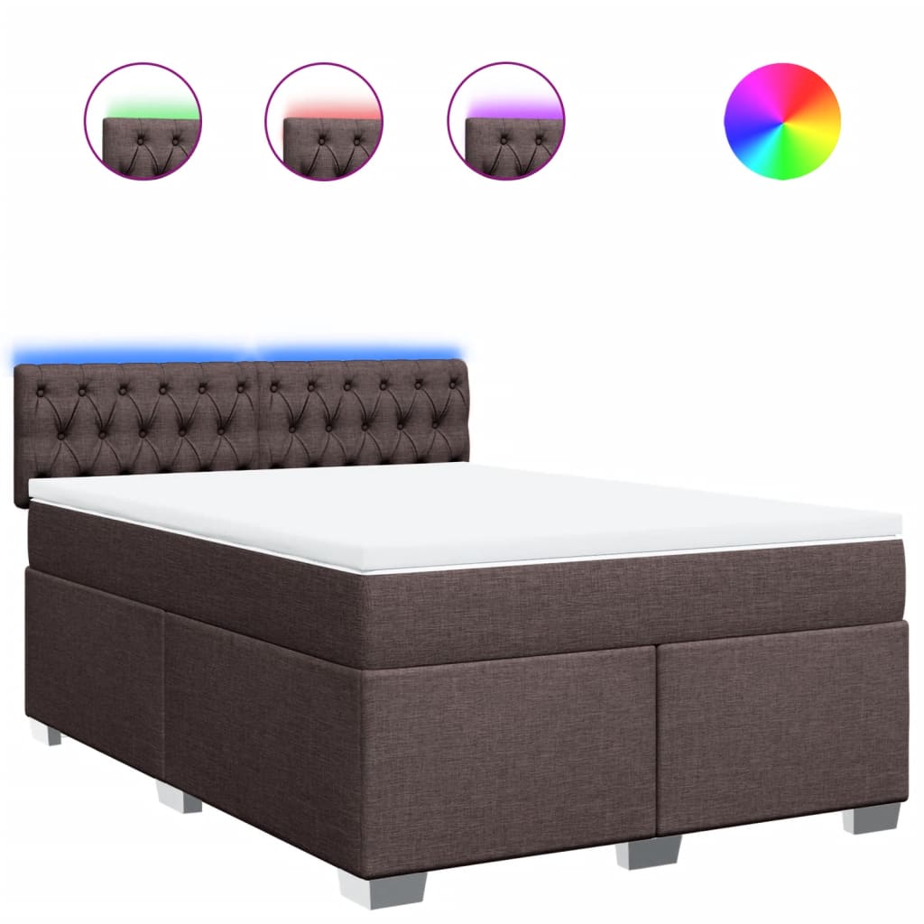 Κρεβάτι Boxspring με Στρώμα Σκούρο Καφέ 140x200 εκ Υφασμάτινο - Pakobazaar