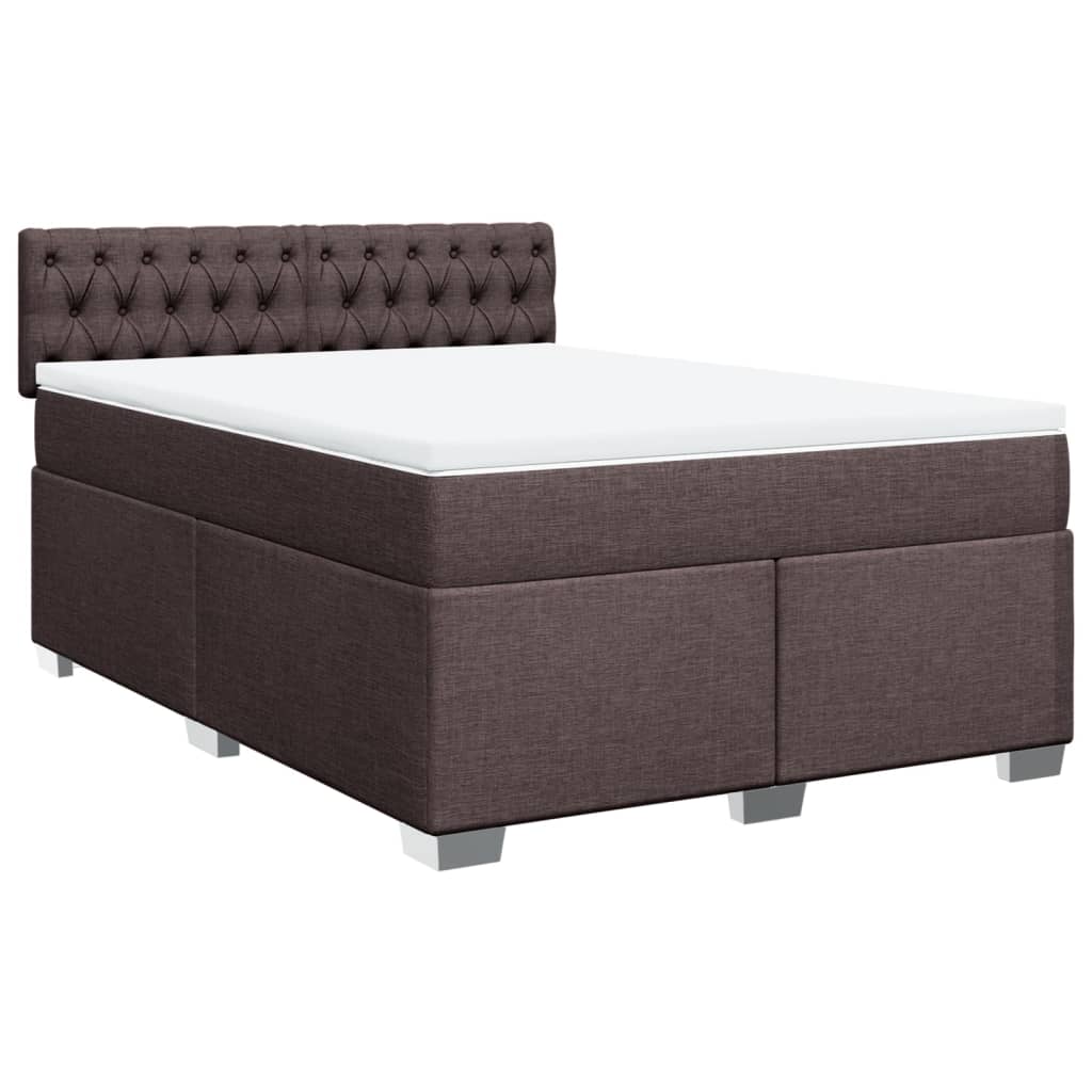 Κρεβάτι Boxspring με Στρώμα Σκούρο Καφέ 140x200 εκ Υφασμάτινο - Pakobazaar