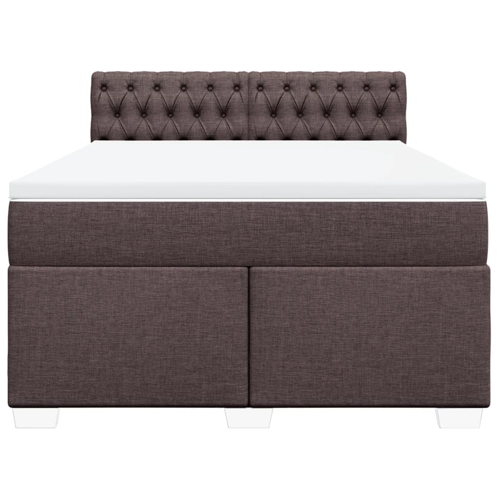 Κρεβάτι Boxspring με Στρώμα Σκούρο Καφέ 140x200 εκ Υφασμάτινο - Pakobazaar