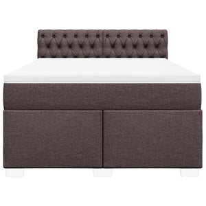 Κρεβάτι Boxspring με Στρώμα Σκούρο Καφέ 140x200 εκ Υφασμάτινο - Pakobazaar