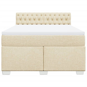 Κρεβάτι Boxspring με Στρώμα Κρεμ 140x200 εκ. Υφασμάτινο - Pakobazaar