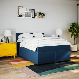 Κρεβάτι Boxspring με Στρώμα Μπλε 140x200 εκ. Υφασμάτινο