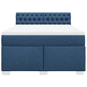 Κρεβάτι Boxspring με Στρώμα Μπλε 140x200 εκ. Υφασμάτινο