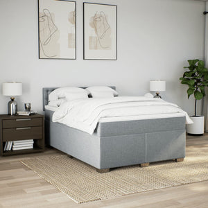 Κρεβάτι Boxspring με Στρώμα Ανοιχτό Γκρι 140x200 εκ. Υφασμάτινο