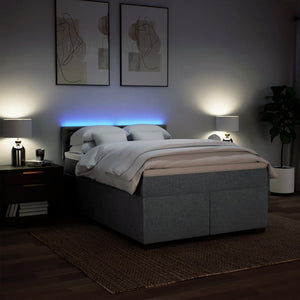 Κρεβάτι Boxspring με Στρώμα Ανοιχτό Γκρι 140x200 εκ. Υφασμάτινο