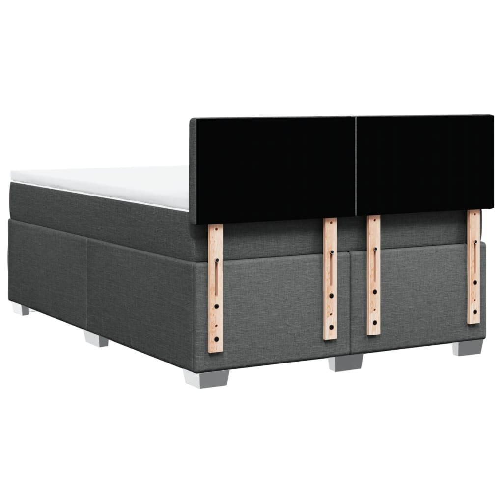 Κρεβάτι Boxspring με Στρώμα Σκούρο Γκρι 140x200 εκ Υφασμάτινο