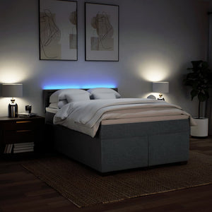 Κρεβάτι Boxspring με Στρώμα Σκούρο Γκρι 140x200 εκ Υφασμάτινο