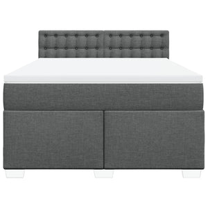 Κρεβάτι Boxspring με Στρώμα Σκούρο Γκρι 140x200 εκ Υφασμάτινο