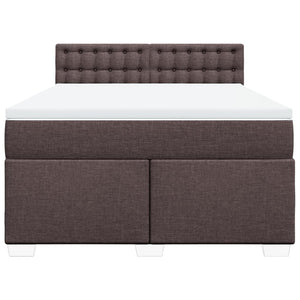 Κρεβάτι Boxspring με Στρώμα Σκούρο Καφέ 140x200 εκ Υφασμάτινο