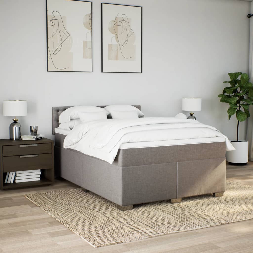 Κρεβάτι Boxspring με Στρώμα Taupe 140x200 εκ. Υφασμάτινο