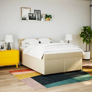 Κρεβάτι Boxspring με Στρώμα Κρεμ 140x200 εκ. Υφασμάτινο - Pakobazaar