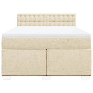 Κρεβάτι Boxspring με Στρώμα Κρεμ 140x200 εκ. Υφασμάτινο - Pakobazaar