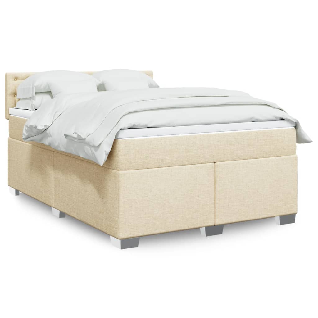 Κρεβάτι Boxspring με Στρώμα Κρεμ 140x200 εκ. Υφασμάτινο - Pakobazaar