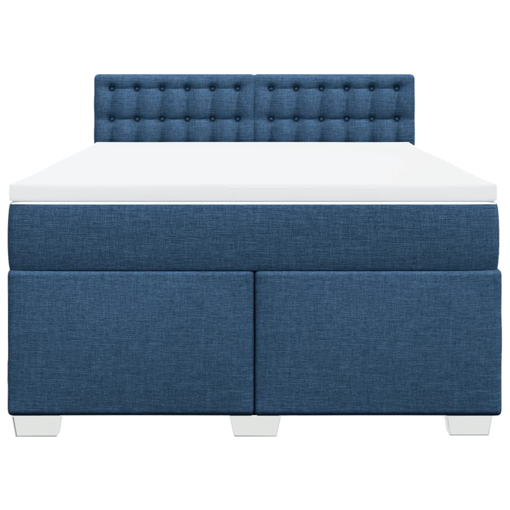 Κρεβάτι Boxspring με Στρώμα Μπλε 140x200 εκ. Υφασμάτινο - Pakobazaar