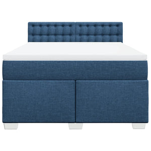 Κρεβάτι Boxspring με Στρώμα Μπλε 140x200 εκ. Υφασμάτινο - Pakobazaar
