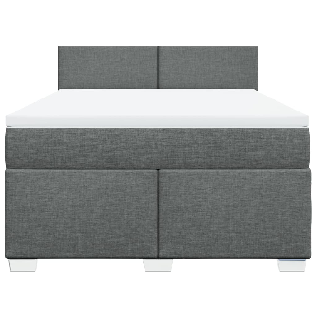 Κρεβάτι Boxspring με Στρώμα Σκούρο Γκρι 160x200 εκ Υφασμάτινο - Pakobazaar
