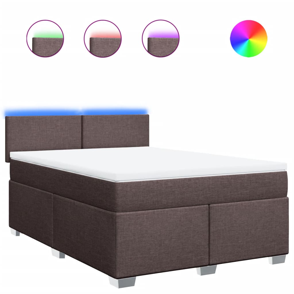 Κρεβάτι Boxspring με Στρώμα Σκούρο Καφέ 160x200 εκ Υφασμάτινο - Pakobazaar