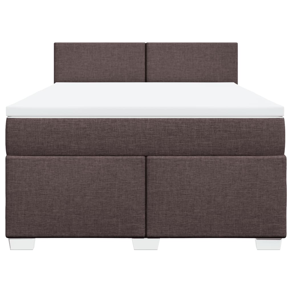 Κρεβάτι Boxspring με Στρώμα Σκούρο Καφέ 160x200 εκ Υφασμάτινο - Pakobazaar
