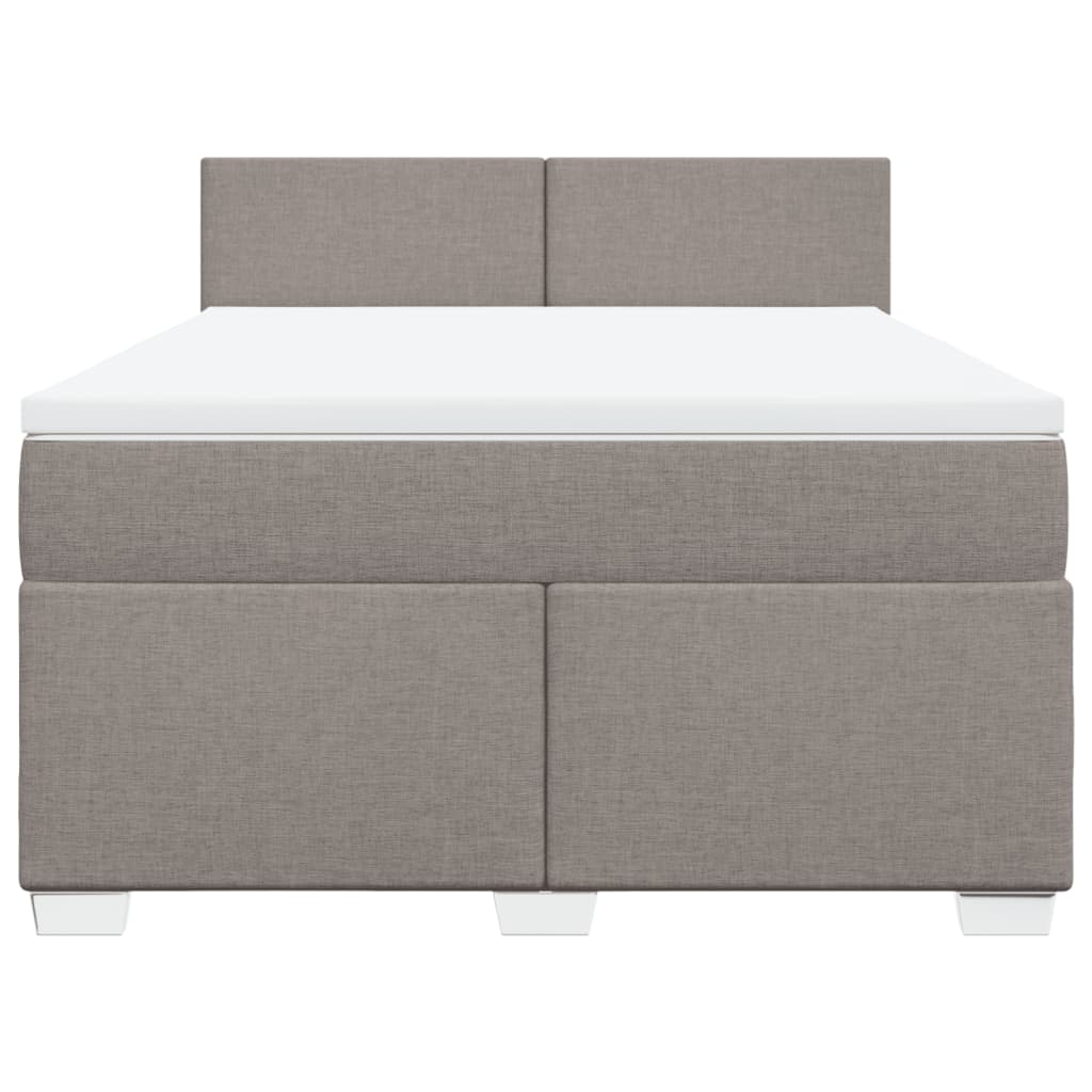 Κρεβάτι Boxspring με Στρώμα Taupe 160x200 εκ. Υφασμάτινο - Pakobazaar