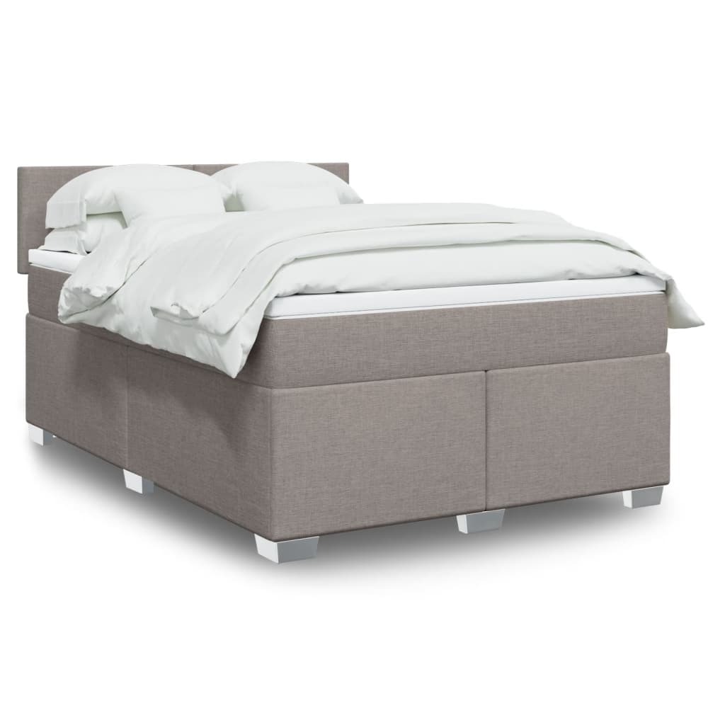 Κρεβάτι Boxspring με Στρώμα Taupe 160x200 εκ. Υφασμάτινο - Pakobazaar