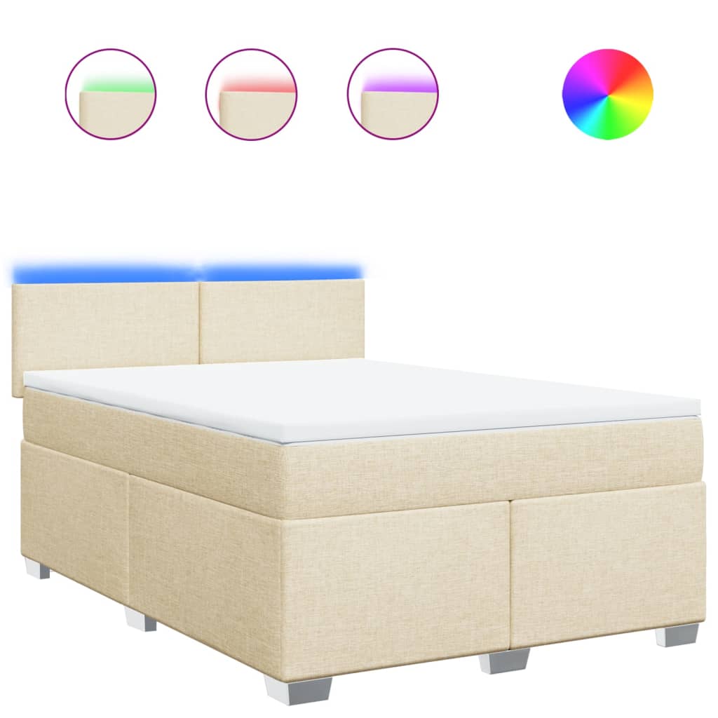 Κρεβάτι Boxspring με Στρώμα Κρεμ 160x200 εκ. Υφασμάτινο - Pakobazaar