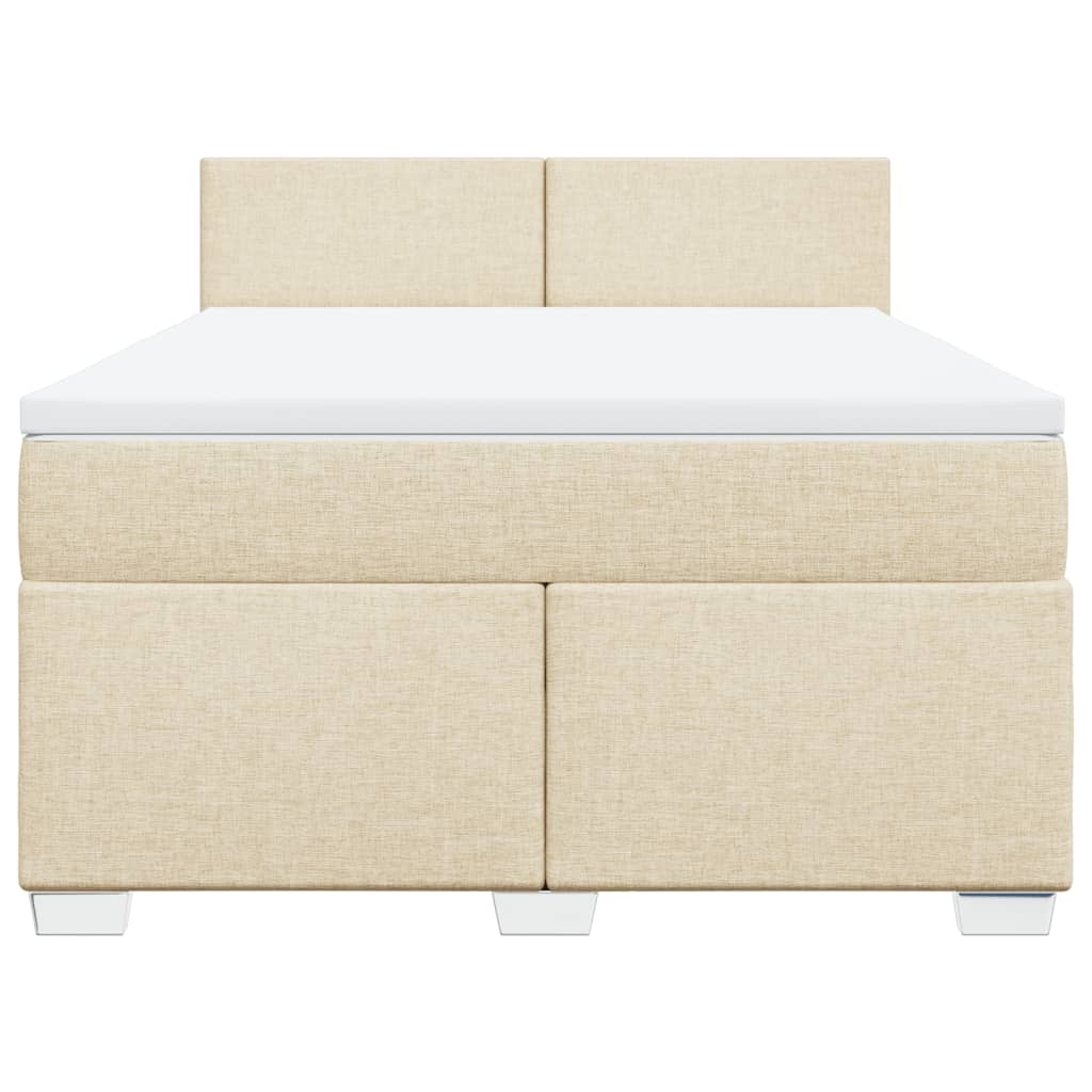 Κρεβάτι Boxspring με Στρώμα Κρεμ 160x200 εκ. Υφασμάτινο - Pakobazaar