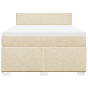 Κρεβάτι Boxspring με Στρώμα Κρεμ 160x200 εκ. Υφασμάτινο - Pakobazaar