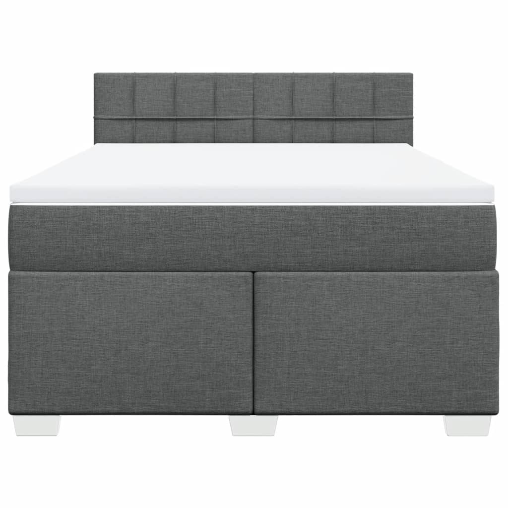 Κρεβάτι Boxspring με Στρώμα Σκούρο Γκρι 160x200 εκ Υφασμάτινο - Pakobazaar
