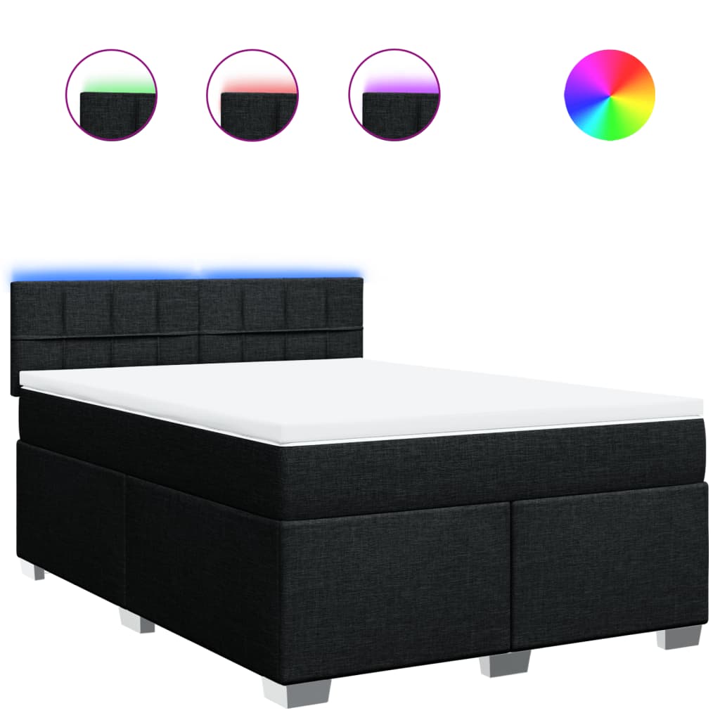Κρεβάτι Boxspring με Στρώμα Μαύρο 160x200 εκ. Υφασμάτινο - Pakobazaar