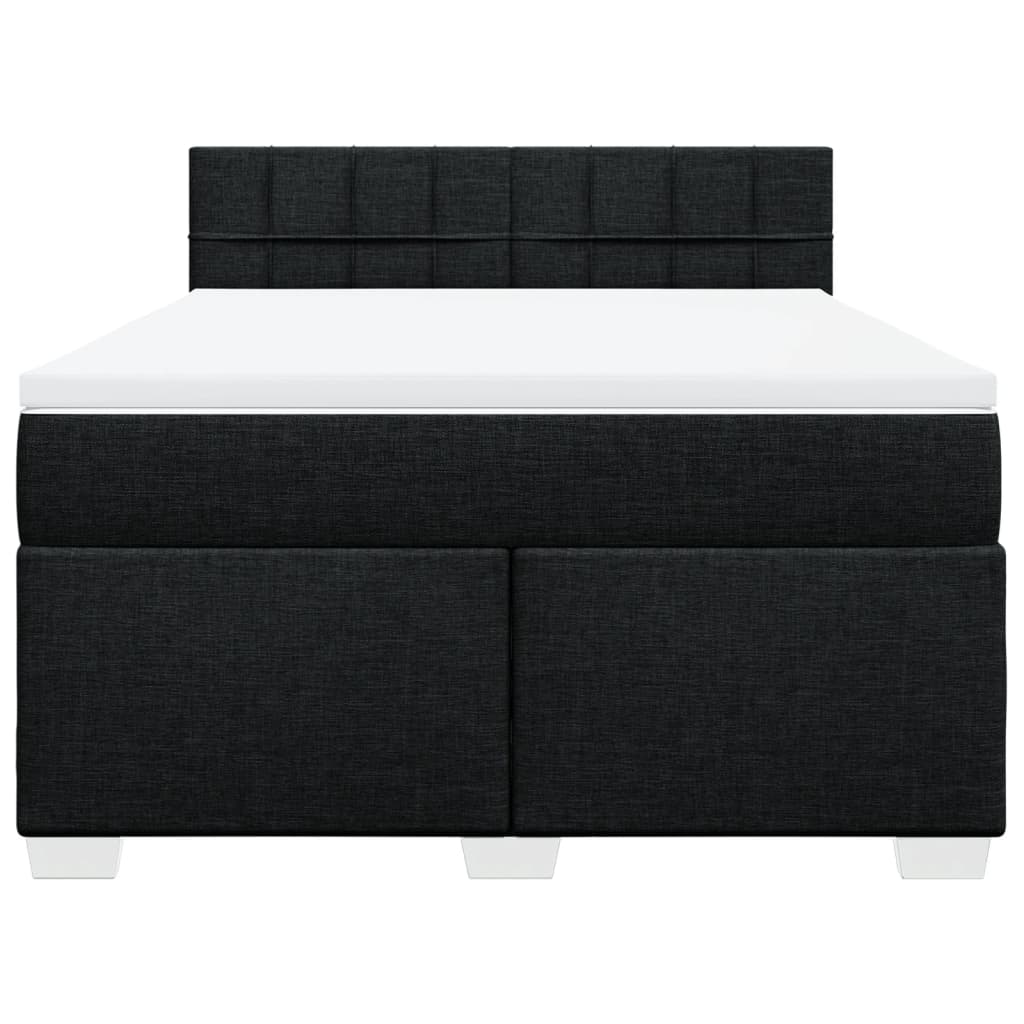 Κρεβάτι Boxspring με Στρώμα Μαύρο 160x200 εκ. Υφασμάτινο - Pakobazaar