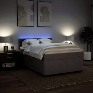 Κρεβάτι Boxspring με Στρώμα Taupe 160x200 εκ. Υφασμάτινο - Pakobazaar