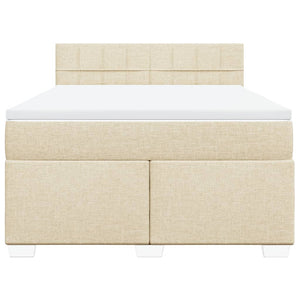 Κρεβάτι Boxspring με Στρώμα Κρεμ 160x200 εκ. Υφασμάτινο - Pakobazaar