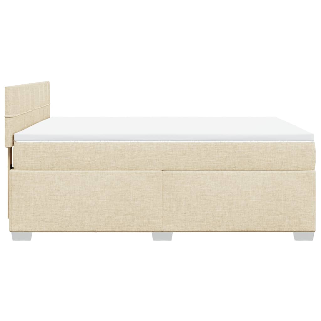 Κρεβάτι Boxspring με Στρώμα Κρεμ 160x200 εκ. Υφασμάτινο - Pakobazaar