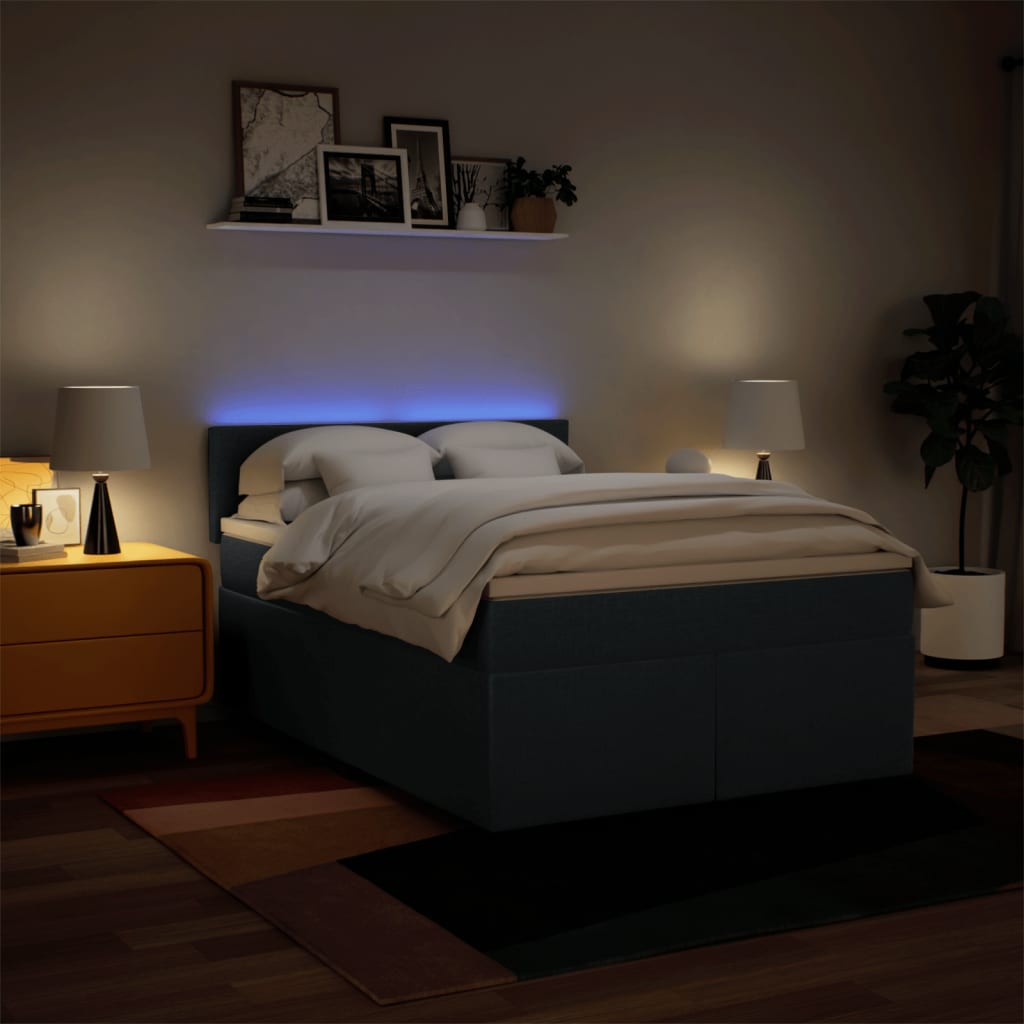Κρεβάτι Boxspring με Στρώμα Μπλε 160x200 εκ. Υφασμάτινο - Pakobazaar