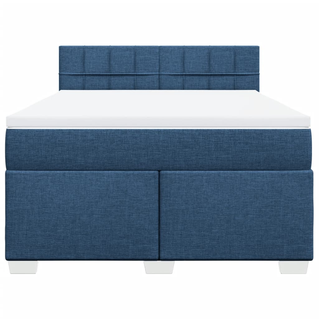 Κρεβάτι Boxspring με Στρώμα Μπλε 160x200 εκ. Υφασμάτινο - Pakobazaar