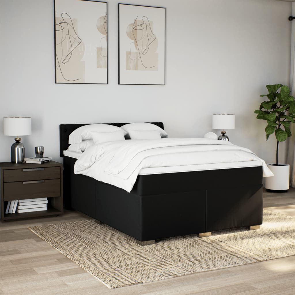 Κρεβάτι Boxspring με Στρώμα Μαύρο 160x200 εκ. Υφασμάτινο - Pakobazaar