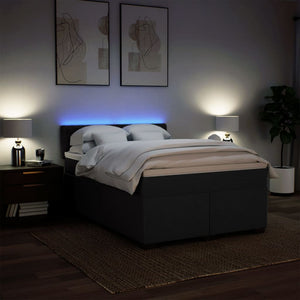 Κρεβάτι Boxspring με Στρώμα Μαύρο 160x200 εκ. Υφασμάτινο - Pakobazaar