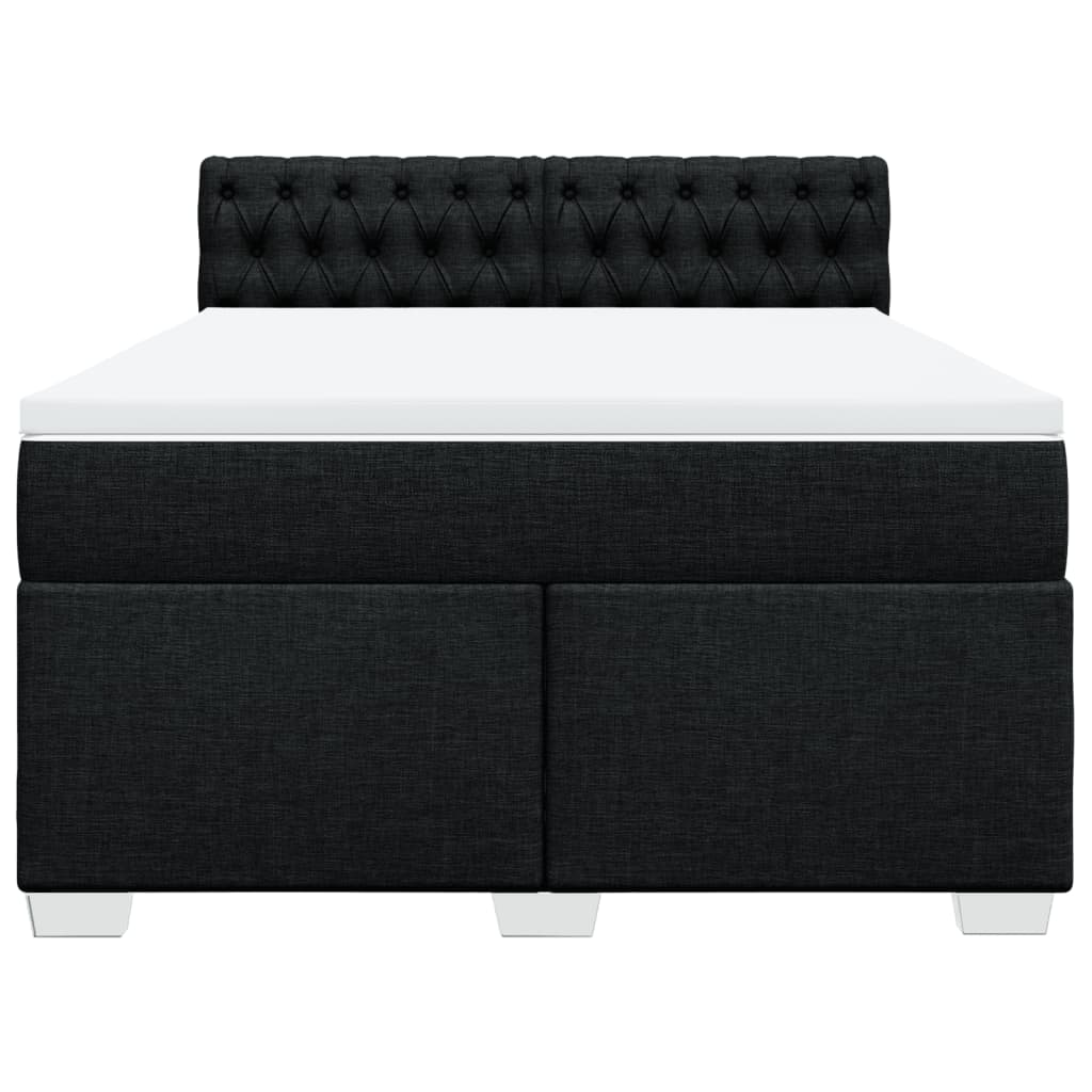 Κρεβάτι Boxspring με Στρώμα Μαύρο 160x200 εκ. Υφασμάτινο - Pakobazaar