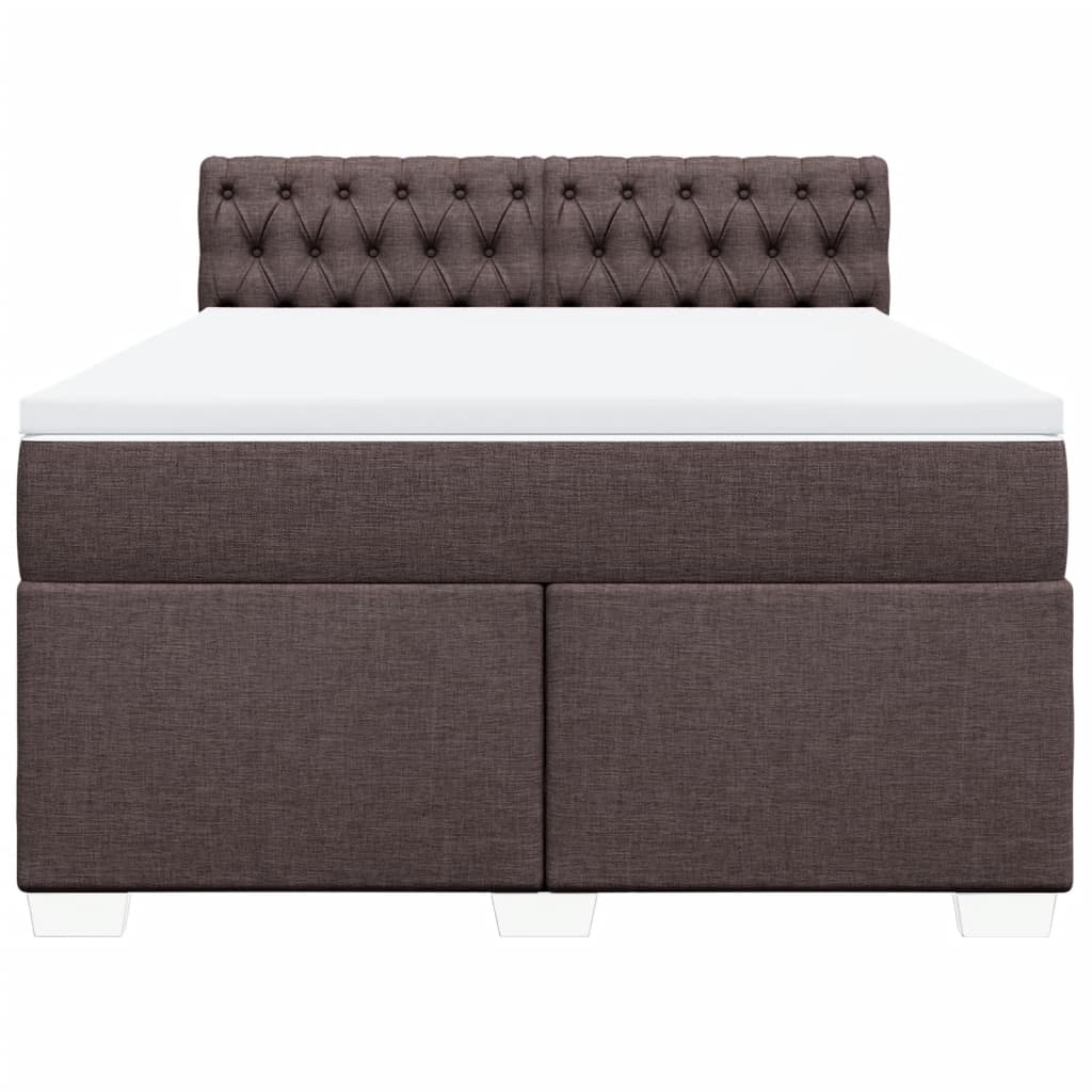 Κρεβάτι Boxspring με Στρώμα Σκούρο Καφέ 160x200 εκ Υφασμάτινο - Pakobazaar