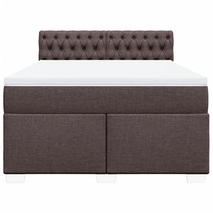 Κρεβάτι Boxspring με Στρώμα Σκούρο Καφέ 160x200 εκ Υφασμάτινο - Pakobazaar