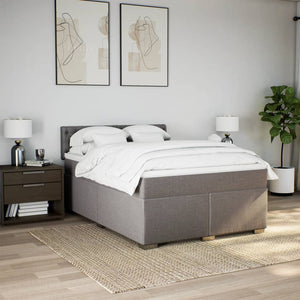 Κρεβάτι Boxspring με Στρώμα Taupe 160x200 εκ. Υφασμάτινο - Pakobazaar