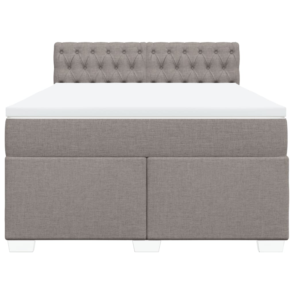 Κρεβάτι Boxspring με Στρώμα Taupe 160x200 εκ. Υφασμάτινο - Pakobazaar