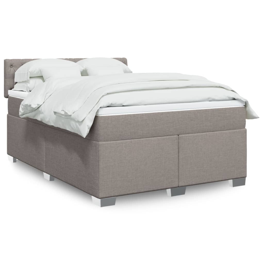 Κρεβάτι Boxspring με Στρώμα Taupe 160x200 εκ. Υφασμάτινο - Pakobazaar