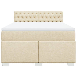 Κρεβάτι Boxspring με Στρώμα Κρεμ 160x200 εκ. Υφασμάτινο - Pakobazaar