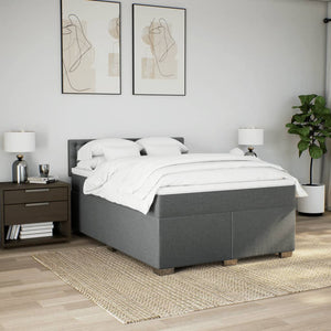 Κρεβάτι Boxspring με Στρώμα Σκούρο Γκρι 160x200 εκ Υφασμάτινο - Pakobazaar