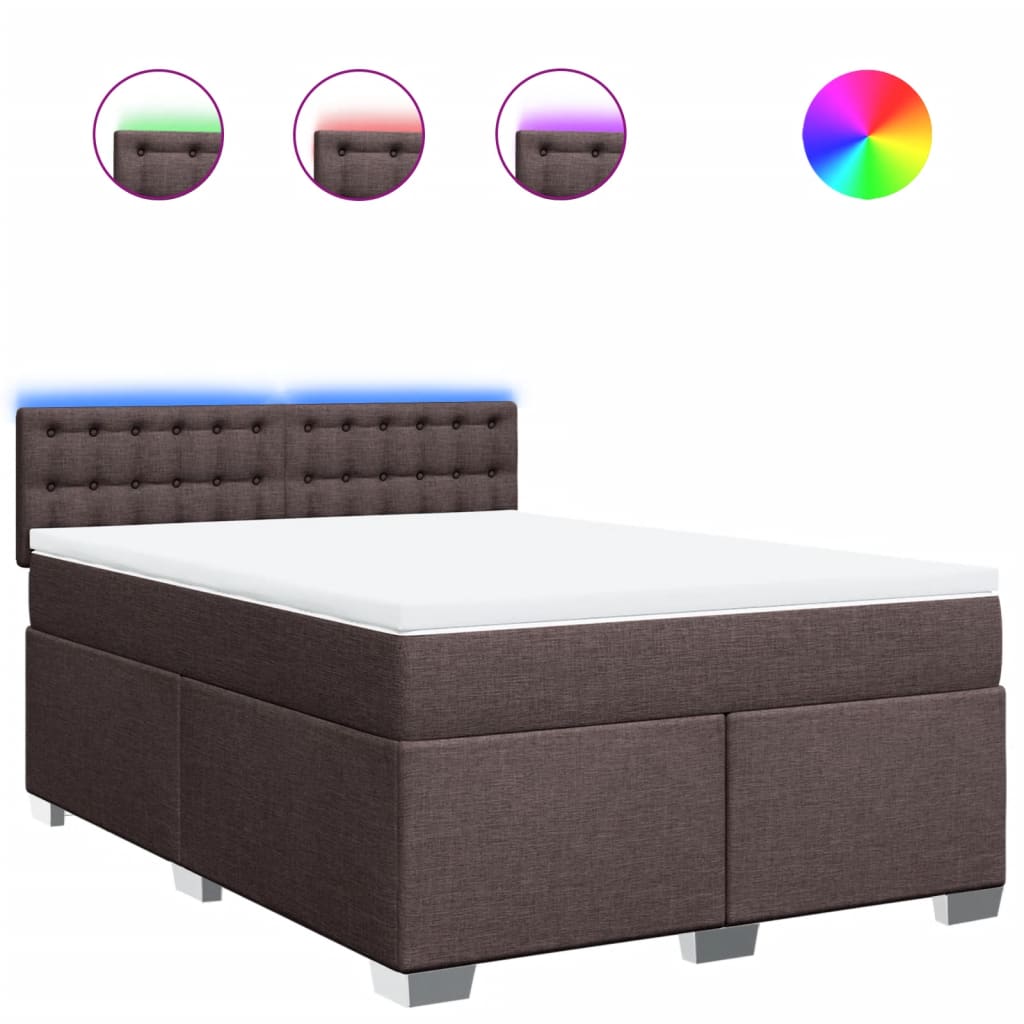 Κρεβάτι Boxspring με Στρώμα Σκούρο Καφέ 160x200 εκ Υφασμάτινο - Pakobazaar