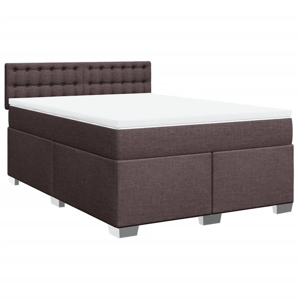 Κρεβάτι Boxspring με Στρώμα Σκούρο Καφέ 160x200 εκ Υφασμάτινο - Pakobazaar